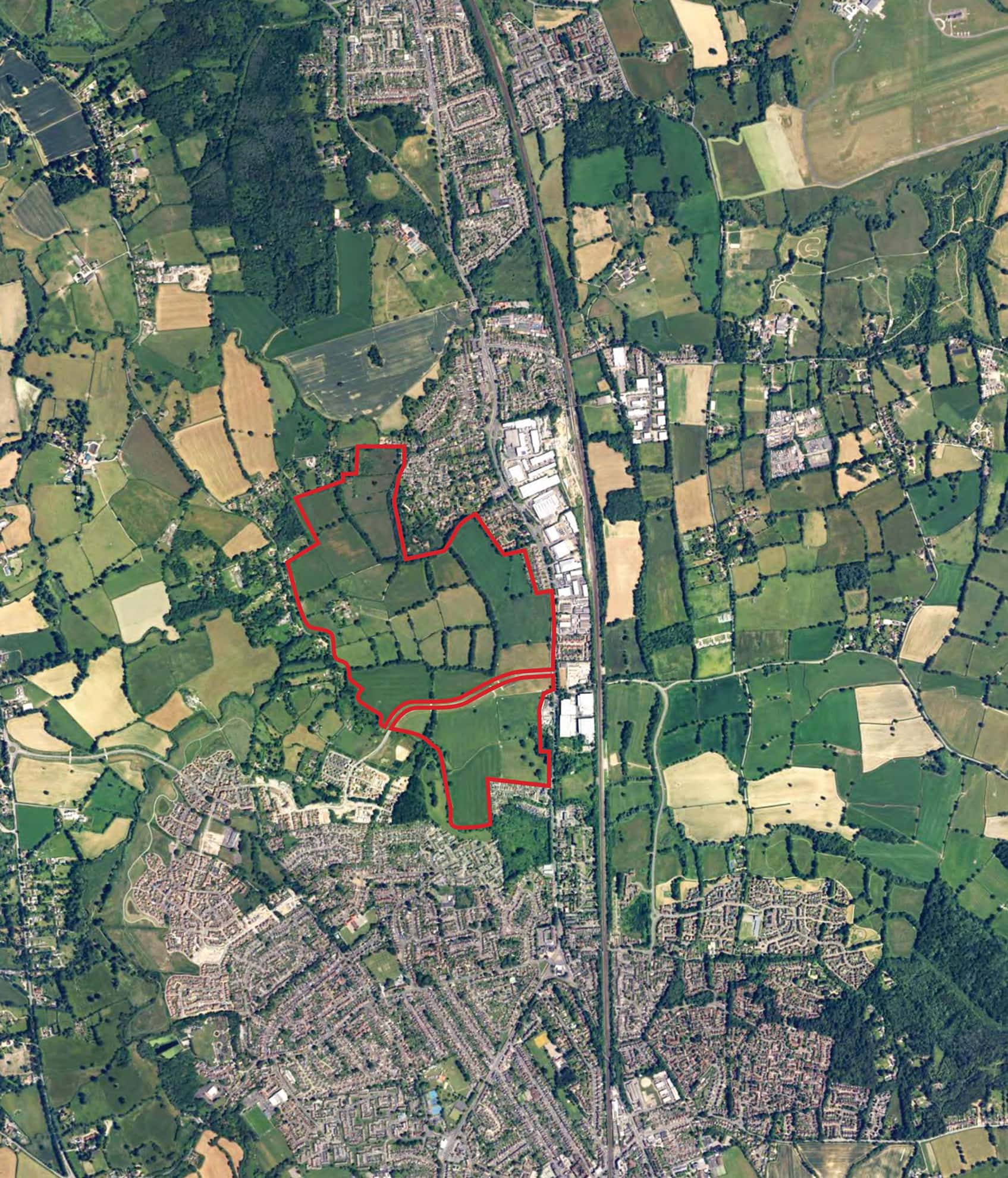 Land-West-of-Salfords - site location - web The red line does not represent the scale of development